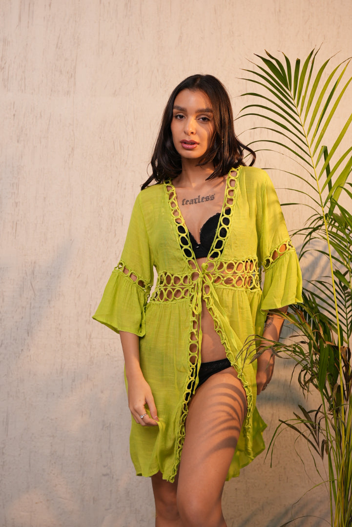 AXTZH Cutwork Tie-Up Beach Cover-Up SARONG X0630-MEADOW-SNGA2