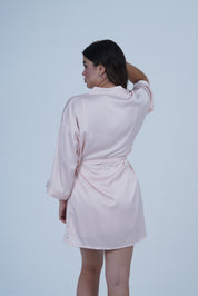 AXTZH Women’s Luxury Nightwear Set with Adjustable Robe and Soft Satin Inner Dress X0931-BLUSH-F11S