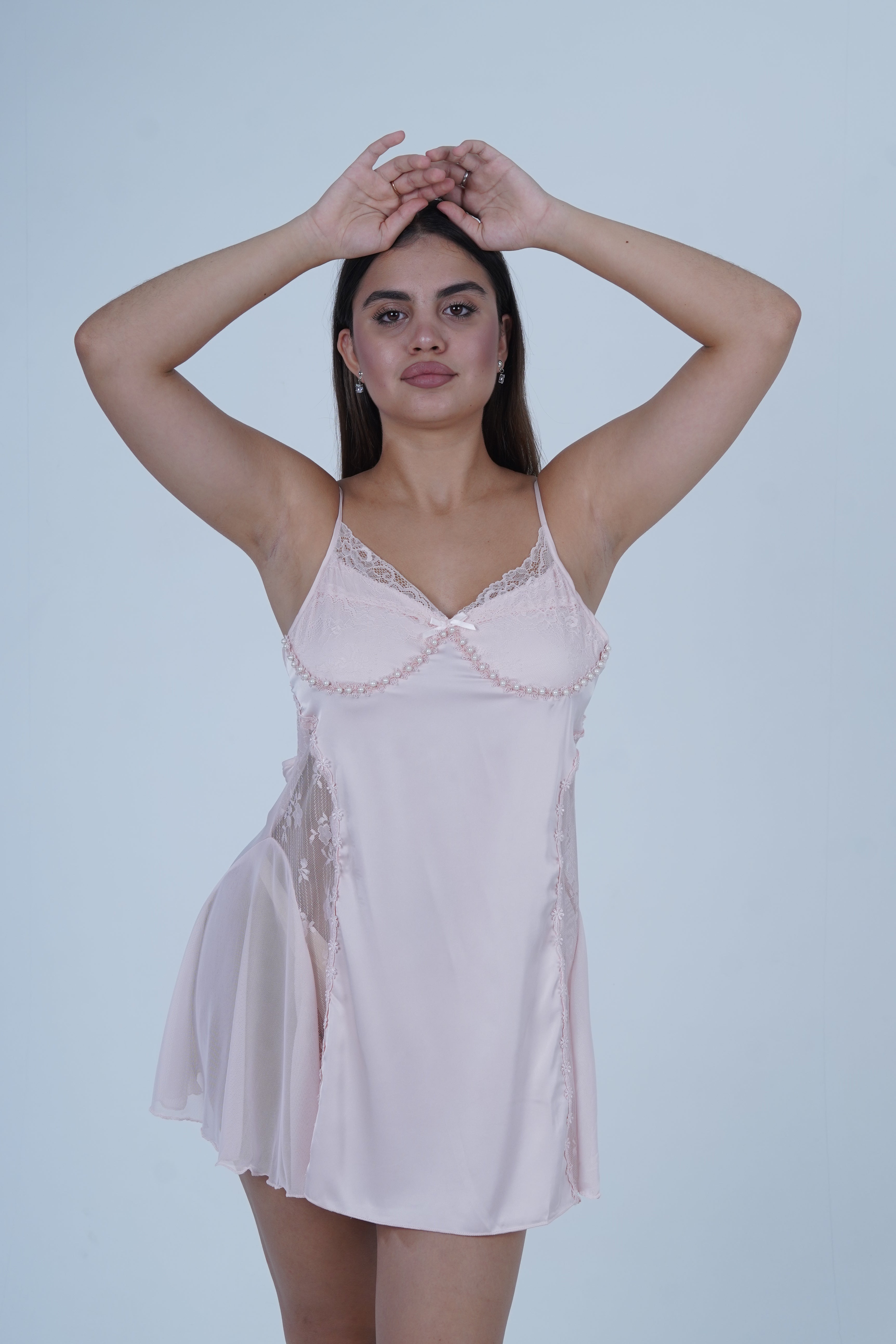 AXTZH Women’s Luxury Nightwear Set with Adjustable Robe and Soft Satin Inner Dress X0931-BLUSH-F11S