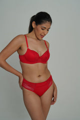 BELLAGIO Red Lace Mid-Rise Panty PSET BP1003-RED