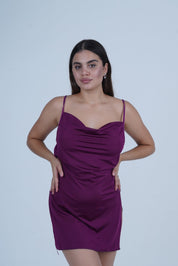 AXTZH Elegant One-Piece Sexy Nightwear with Draped Neckline and Flattering Silhouette X4927-DRESSBERRY-F1L