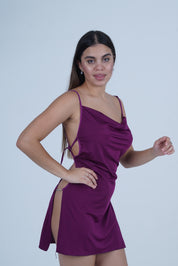 AXTZH Elegant One-Piece Sexy Nightwear with Draped Neckline and Flattering Silhouette X4927-DRESSBERRY-F1L