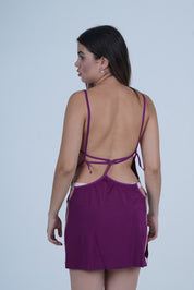 AXTZH Elegant One-Piece Sexy Nightwear with Draped Neckline and Flattering Silhouette X4927-DRESSBERRY-F1L