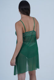 AXTZH Elegant Women’s Nightwear with Strappy Design and Delicate Sheer Finish X2677-BGREEN-BS1P