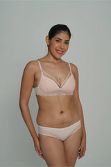 AXTZH Sexy Lace Bra with Strappy Detailing Paired with Matching Panty for Women AB9001-BLUSH-CP102