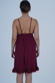 AXTZH Luxury Nightwear for Women with Sensual Fit and Intricate Edge Finishes X2424-MERLOT-F1L