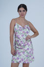 AXTZ One-Piece Sexy Satin NIGHTWEAR with All-Over Floral Print and Lightweight Comfort X0301-IVYPR-F1S