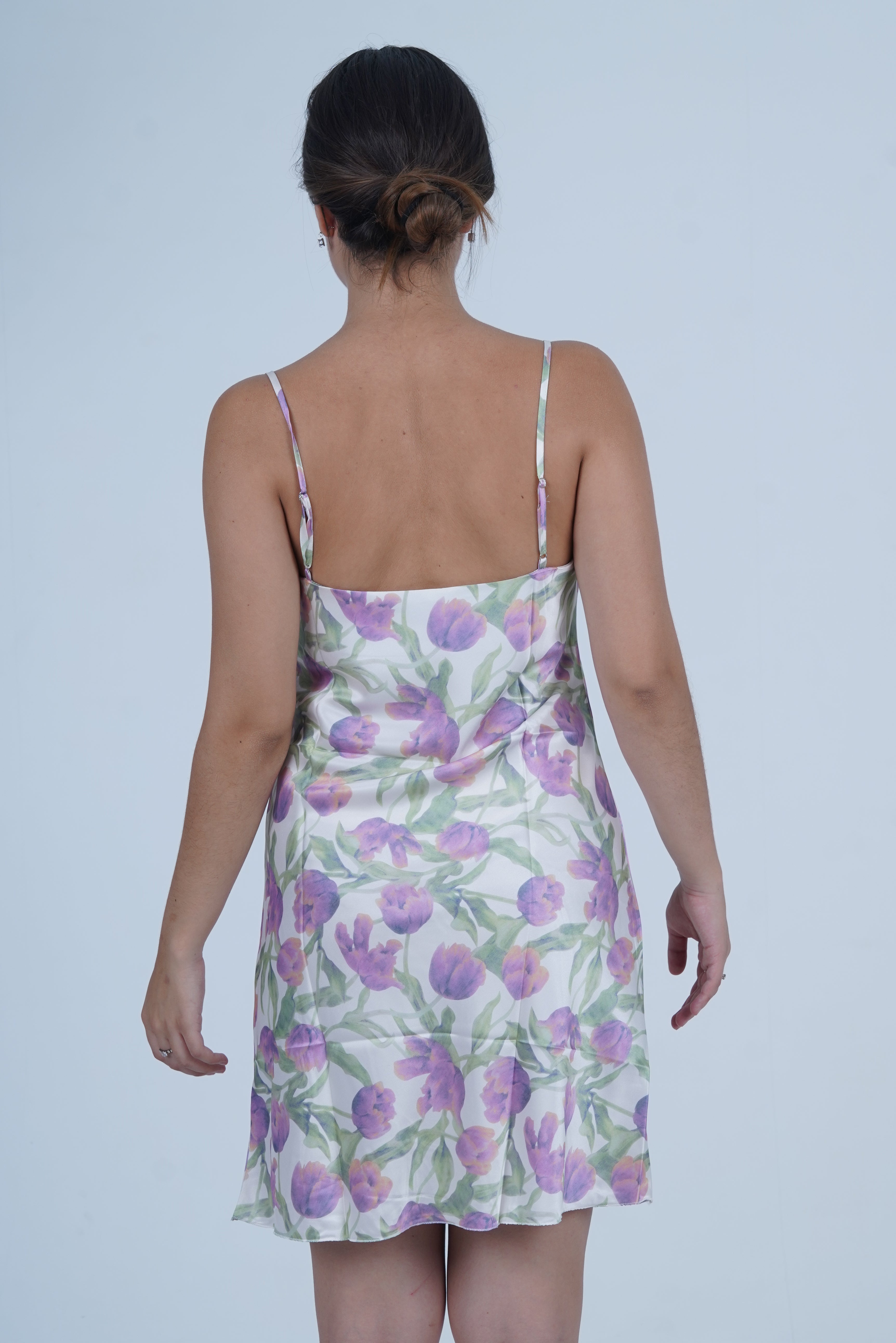 AXTZ One-Piece Sexy Satin NIGHTWEAR with All-Over Floral Print and Lightweight Comfort X0301-IVYPR-F1S