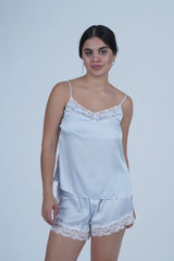 AXTZH Satin Ruffle Trim Nightwerar X8359-SBLUE-A4S