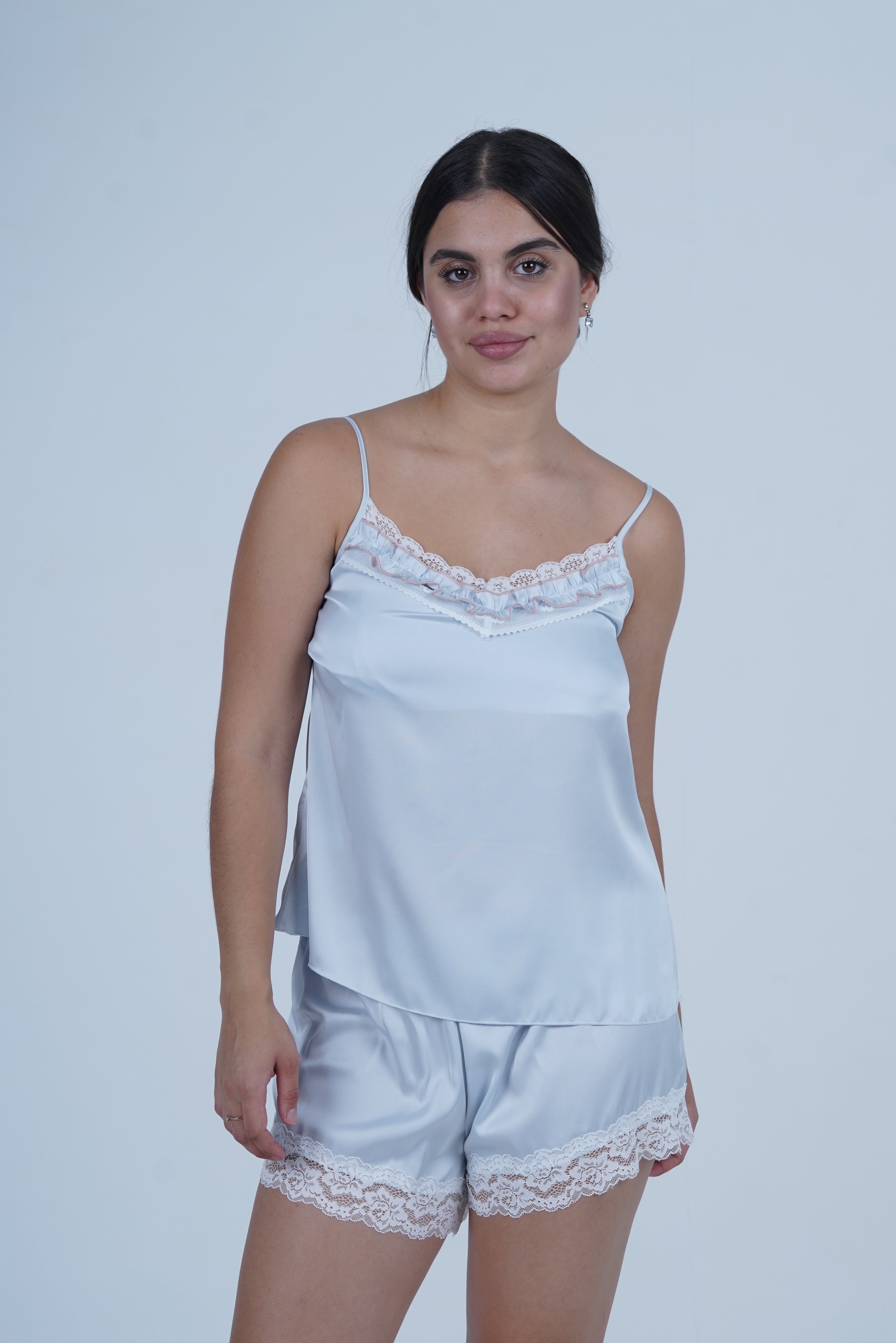 AXTZH Satin Ruffle Trim Nightwerar X8359-SBLUE-A4S