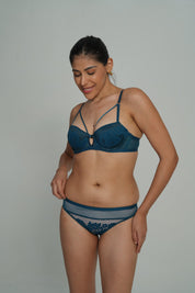 BELLAGIO Chic Sexy Panty for Women with Seamless Comfort and Lace Finishing Touches BP5073-TEAL