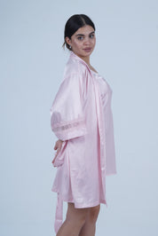 AXTZH Women’s Luxurious Nightwear Set with Soft Satin Dress and Relaxed Fit Robe X0015-BLUSH-F11S