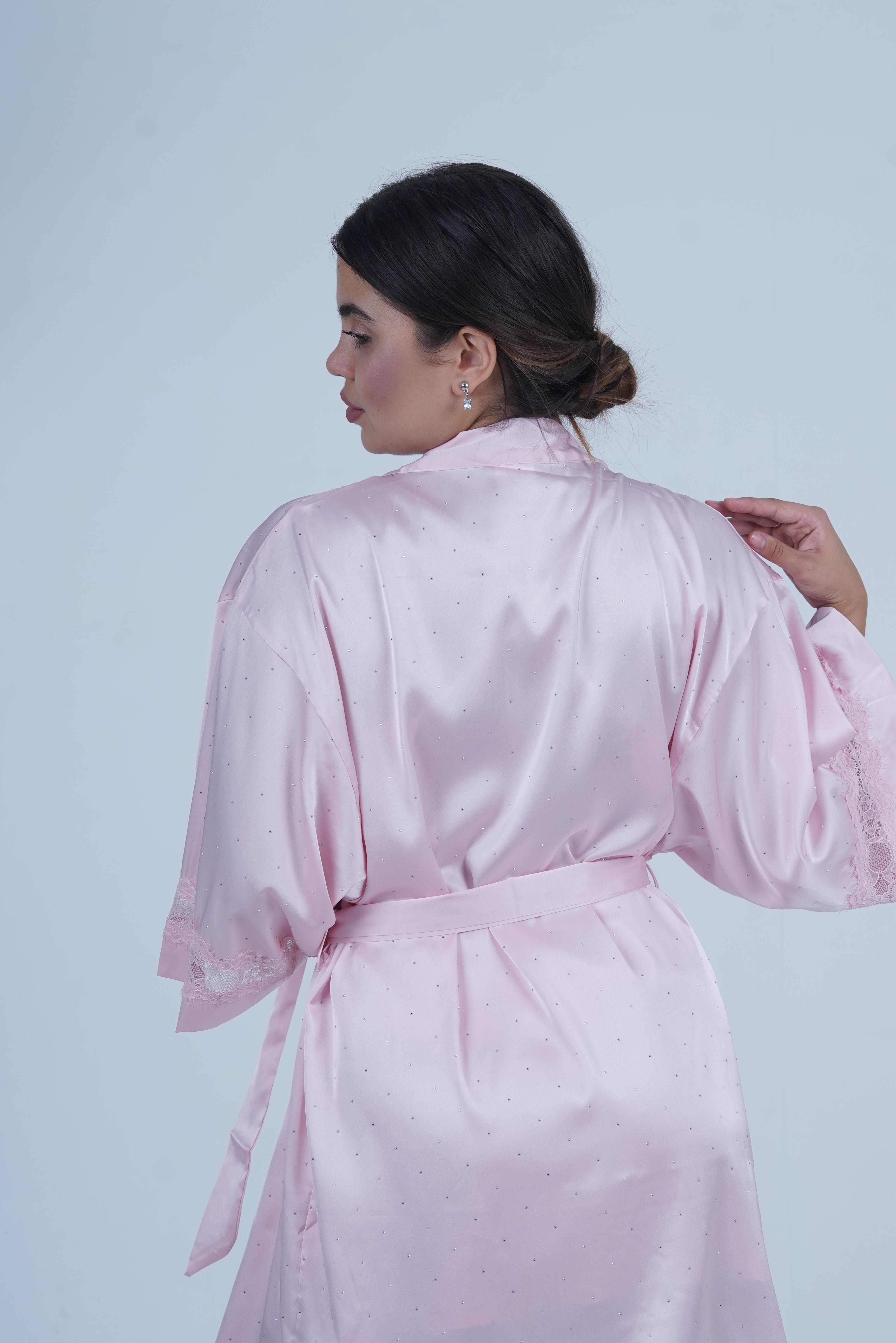AXTZH Women’s Luxurious Nightwear Set with Soft Satin Dress and Relaxed Fit Robe X0015-BLUSH-F11S