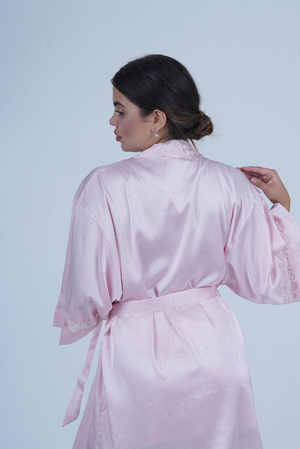 AXTZH Women’s Luxurious Nightwear Set with Soft Satin Dress and Relaxed Fit Robe X0015-BLUSH-F11S