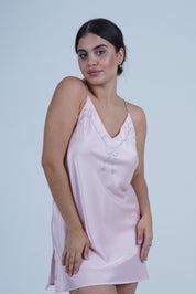 AXTZH Women’s Luxurious Nightwear Set with Soft Satin Dress and Relaxed Fit Robe X0015-BLUSH-F11S