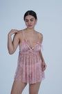 AXTZH Delicate Sheer Nightwear with Feminine Bows and Alluring Design for Women X9004-ROSE-SF1N