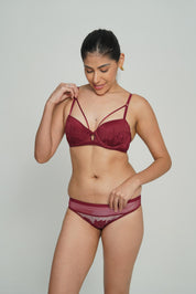 BELLAGIO Chic Sexy Panty for Women with Seamless Comfort and Lace Finishing Touches BP5073-MERLOT