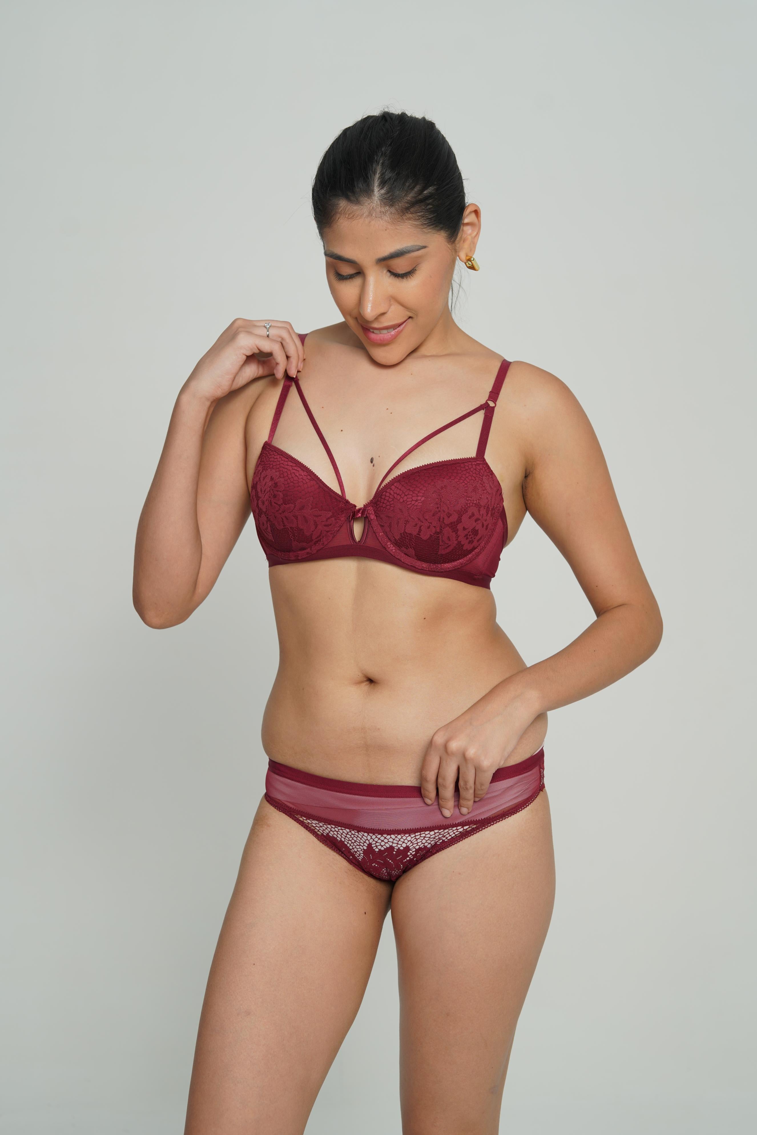 BELLAGIO Chic Sexy Panty for Women with Seamless Comfort and Lace Finishing Touches BP5073-MERLOT