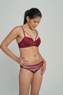 BELLAGIO Chic Sexy Panty for Women with Seamless Comfort and Lace Finishing Touches BP5073-MERLOT