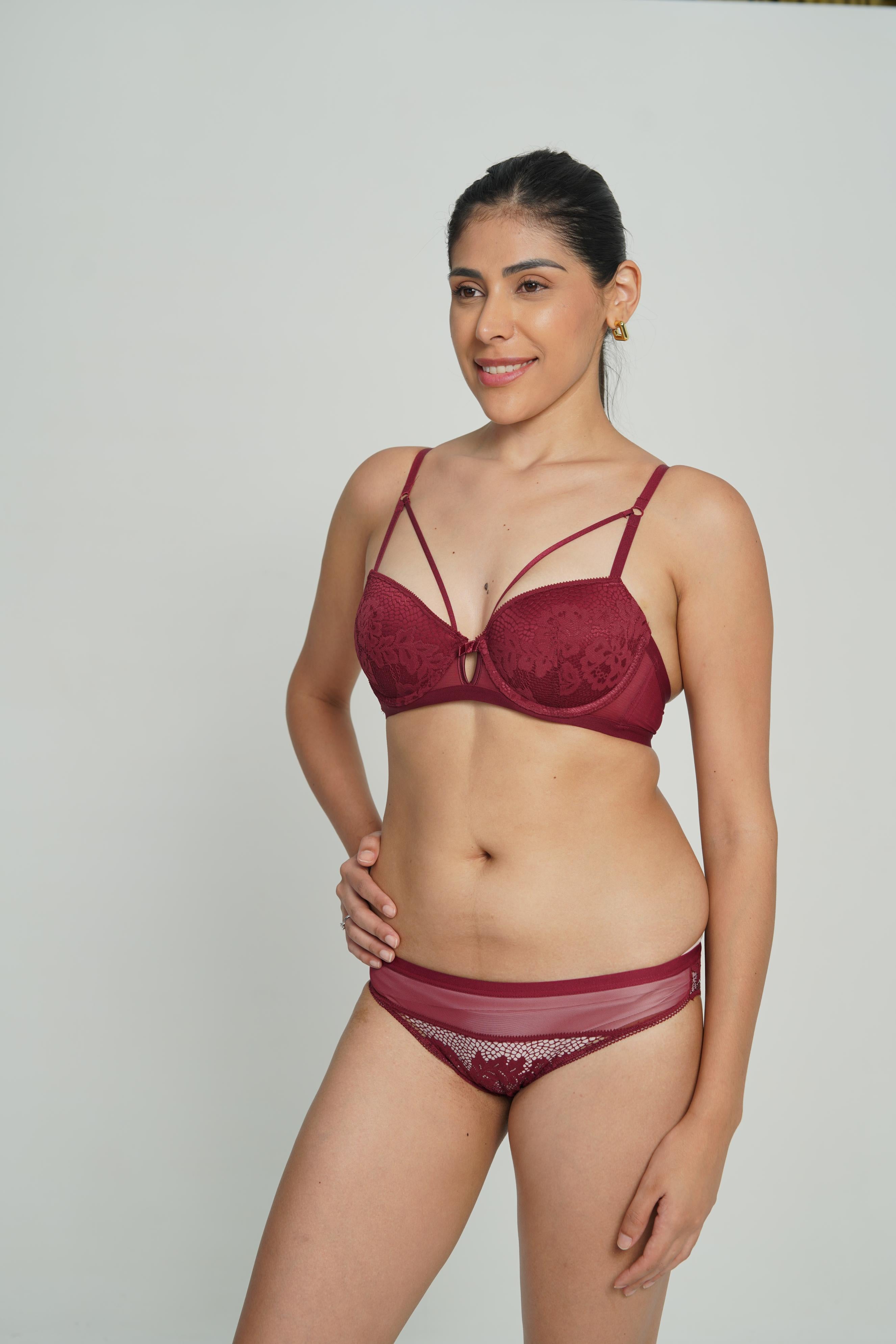 BELLAGIO Chic Sexy Panty for Women with Seamless Comfort and Lace Finishing Touches BP5073-MERLOT
