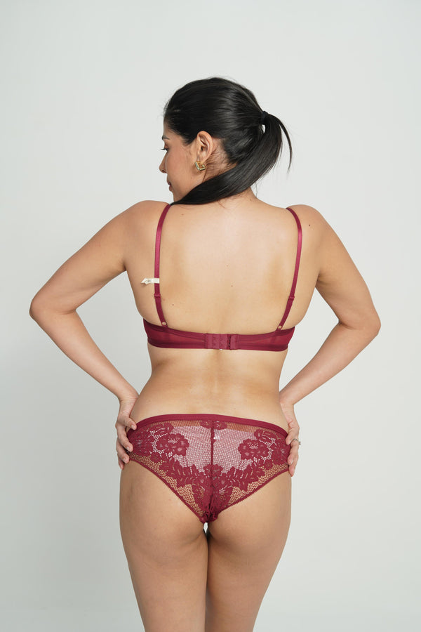 BELLAGIO Chic Sexy Panty for Women with Seamless Comfort and Lace Finishing Touches BP5073-MERLOT