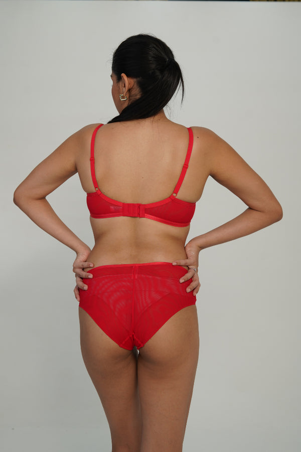 BELLAGIO Everyday Mesh Embroidered BRA BB6004-RED-DN102