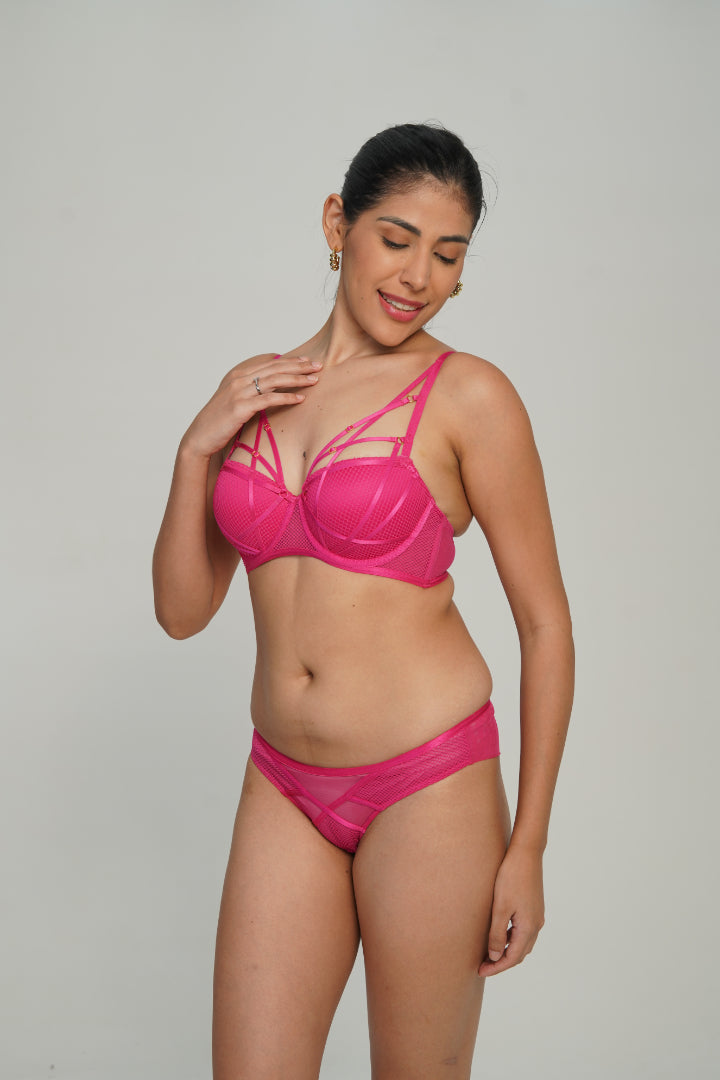 BELLAGIO Strappy Mesh Balconette BRA BB0002-FUCHSIA-DN202