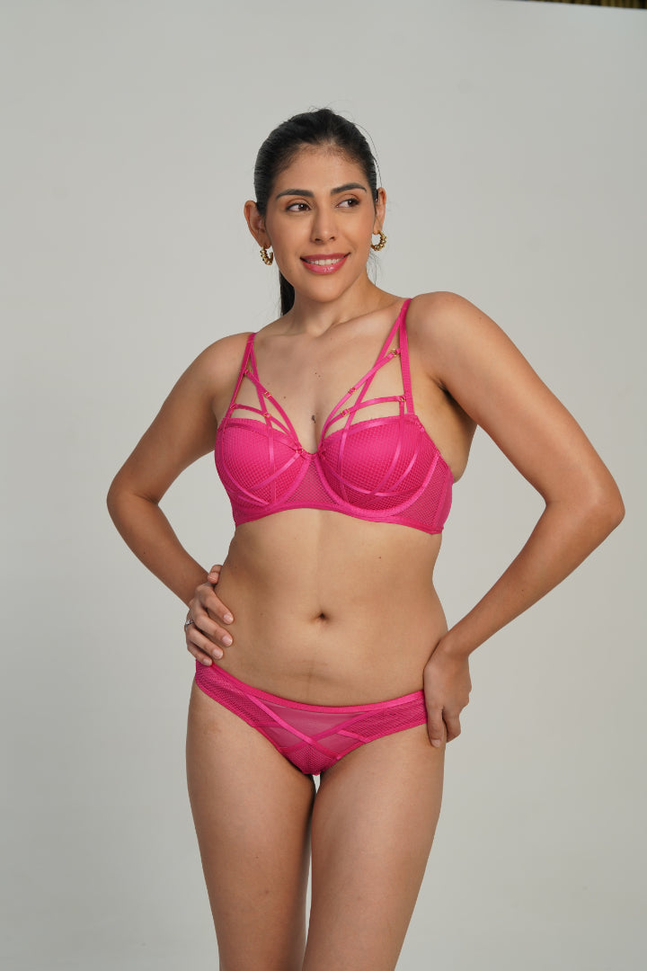 BELLAGIO Strappy Mesh Bikini Panty PSET BP0002-FUCHSIA
