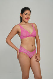 BELLAGIO Sheer Lace V-Neck BRA BB5519-BUBBLEGUM-AN002