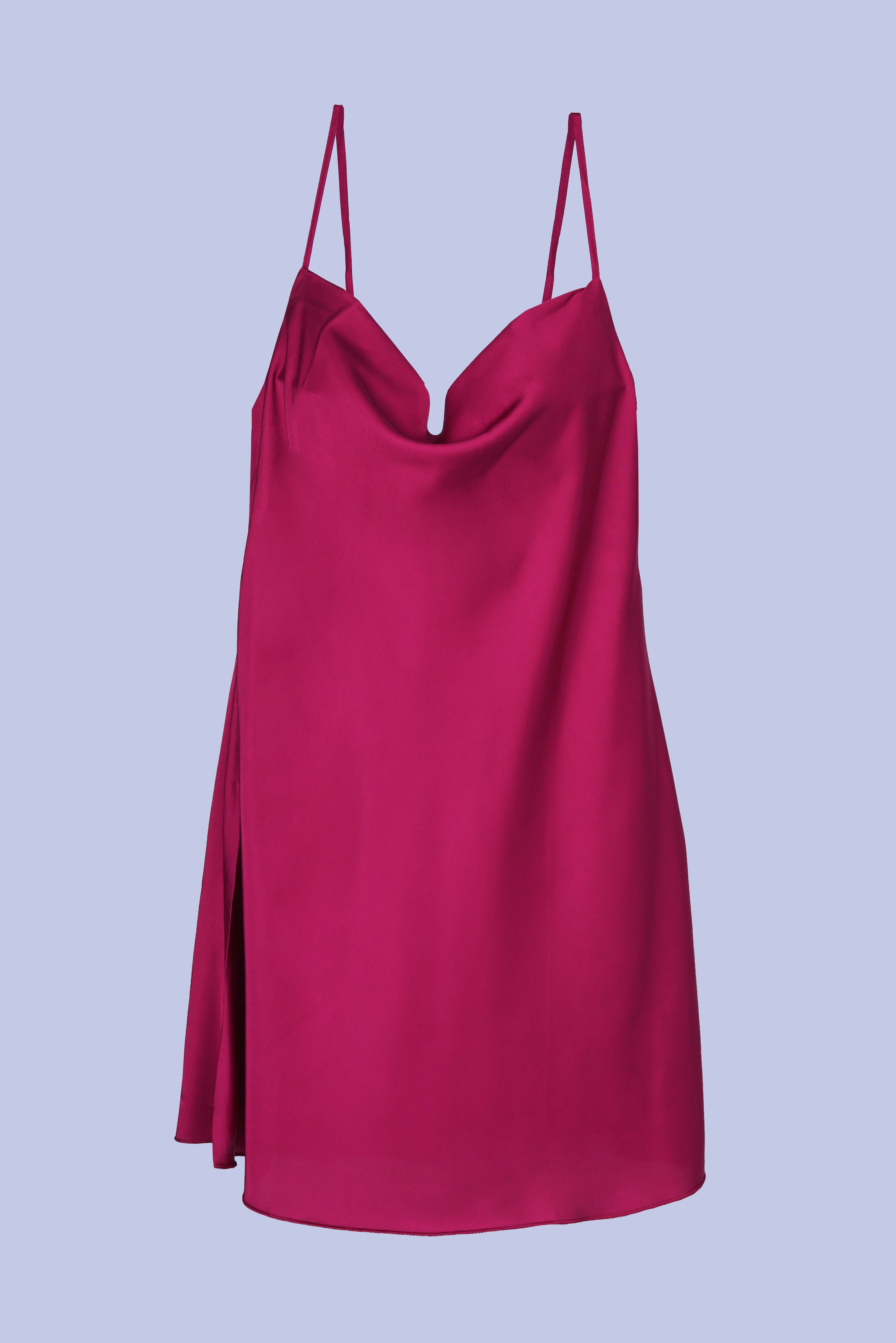AXTZH Silky Cowl-Neck Nightwear X0502-SCARLET-F1S