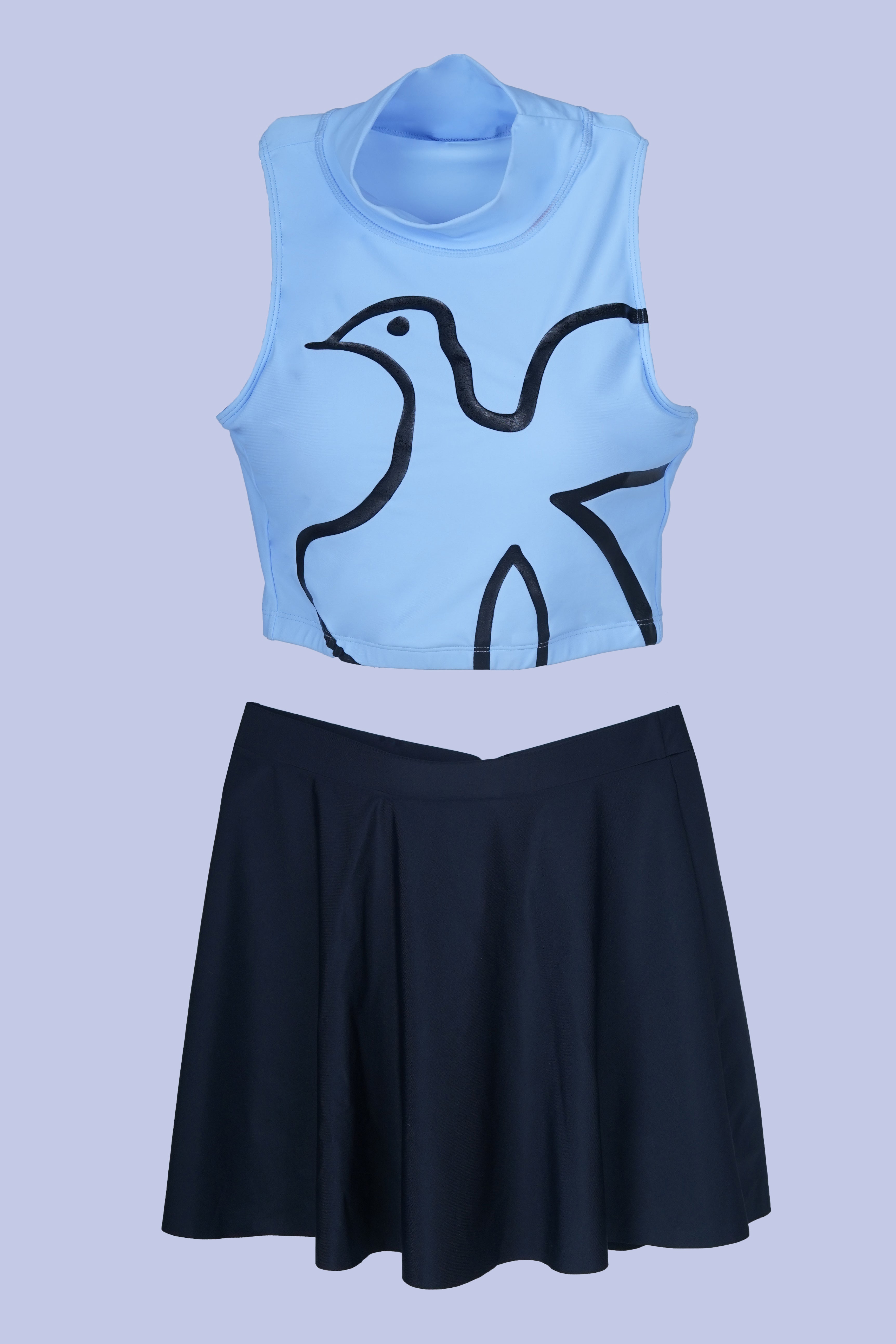 AXTZH Modern Curve Cut 2-Piece Swim Set X2357-BLUE-2PF