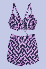 AXTZH Chic and Modern Swimwear Ensemble with Coordinated Pieces for Poolside and Beachwear X8859-PINPR-3PS