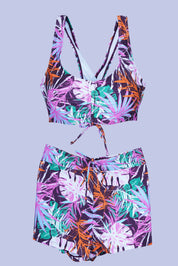 AXTZH 3-Piece Swimwear Set with Bikini, Matching Bottoms, and Sheer Hooded Cover-Up X1009-PINPR-3PS