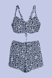 AXTZH Chic and Modern Swimwear Ensemble with Coordinated Pieces for Poolside and Beachwear X8859-BLKPR-3PS