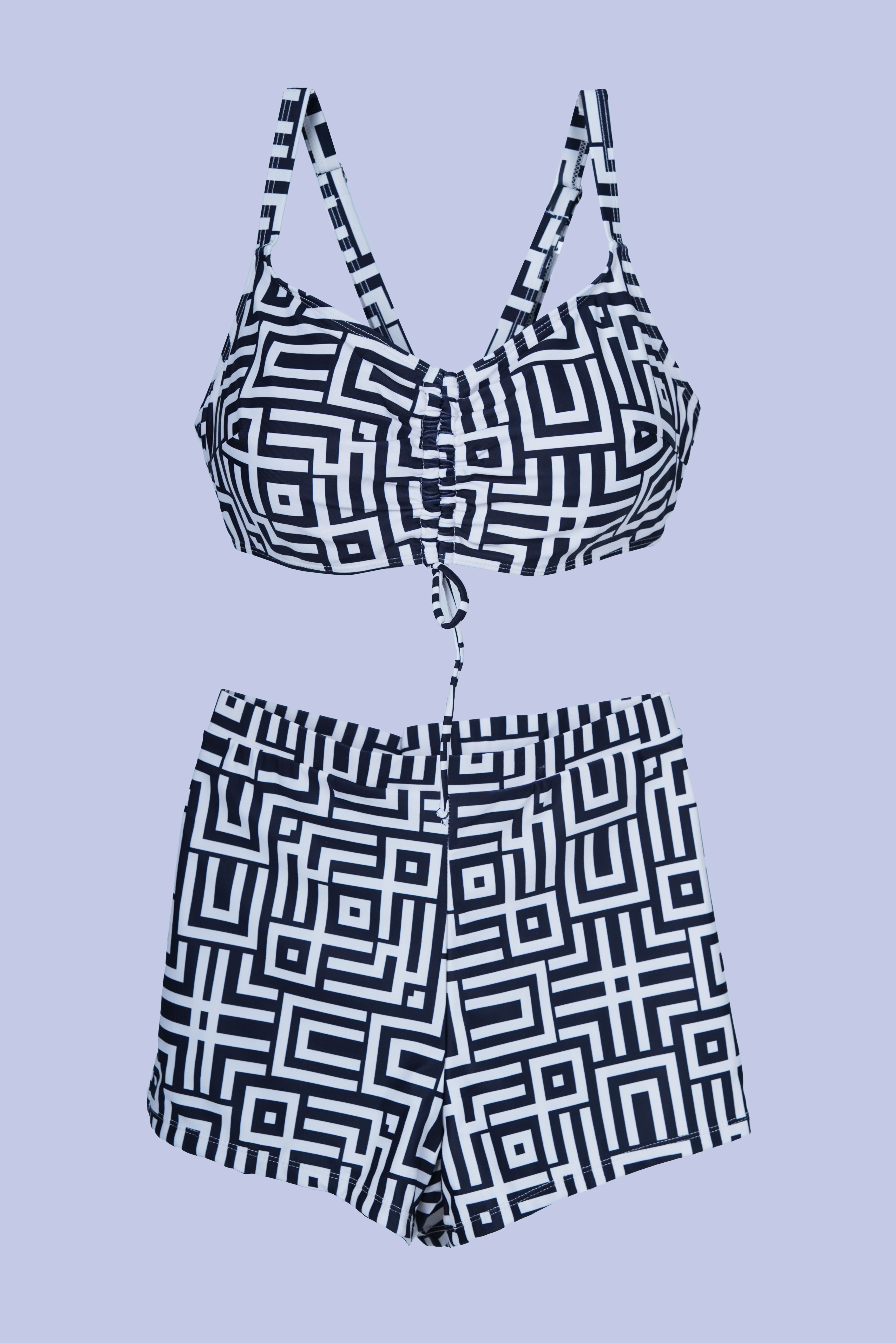AXTZH Chic and Modern Swimwear Ensemble with Coordinated Pieces for Poolside and Beachwear X8859-BLKPR-3PS