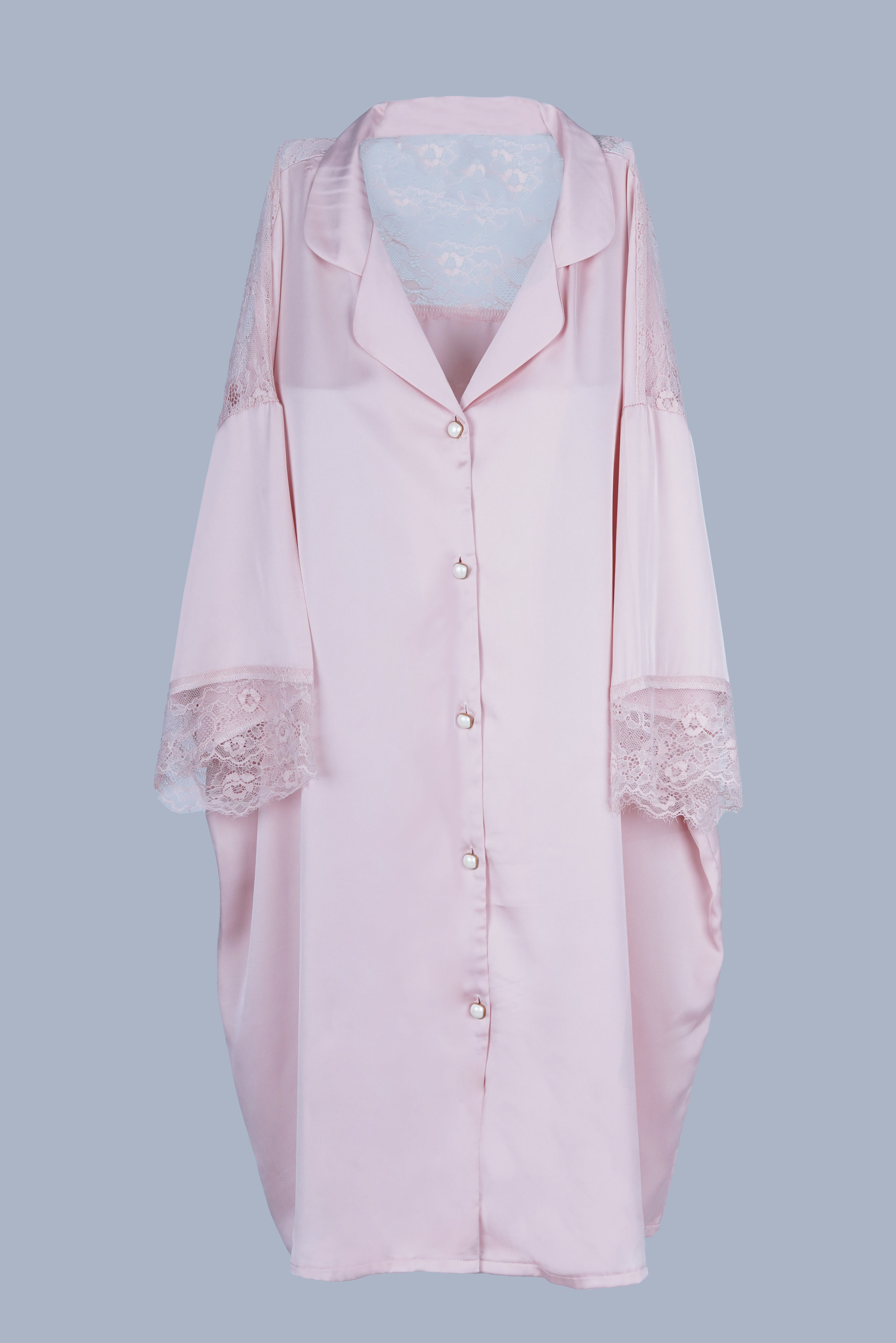 AXTZH Relaxed Fit Nightwear for Women with Shirt Collar and Soft Satin Finish X2654-BLUSH-G1S