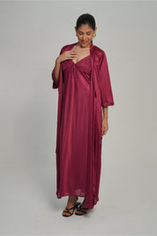 ANGELS Satin Lace Long Nightwear Set FASHION NW AG1814-ONION-F22L