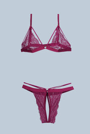 AXTZH Three-Piece Winter Nightwear Ensemble for Women Featuring Robe, Nightdress, and Intimate Inner Layer X2412-MERLOT-BIK3PM