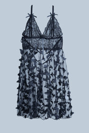 AXTZH Romantic Sheer Lingerie Nightwear for Women with Flowing Silhouette X8249-BLACK-F1N