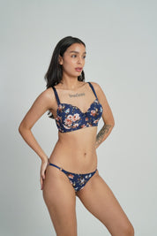 AXTZH Floral Strappy Bikini Panty PSET AP3272-NAVPR