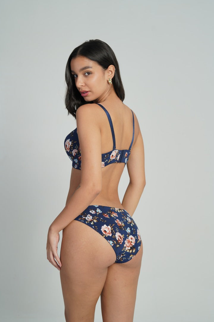 AXTZH Floral Strappy Bikini Panty PSET AP3272-NAVPR
