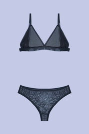 AXTZH Elegant Three-Piece Nightwear Set with Flowing Sheer Robe, Matching Belt, and Intimate Inner Layer X0330-BLACK-BIK3PN