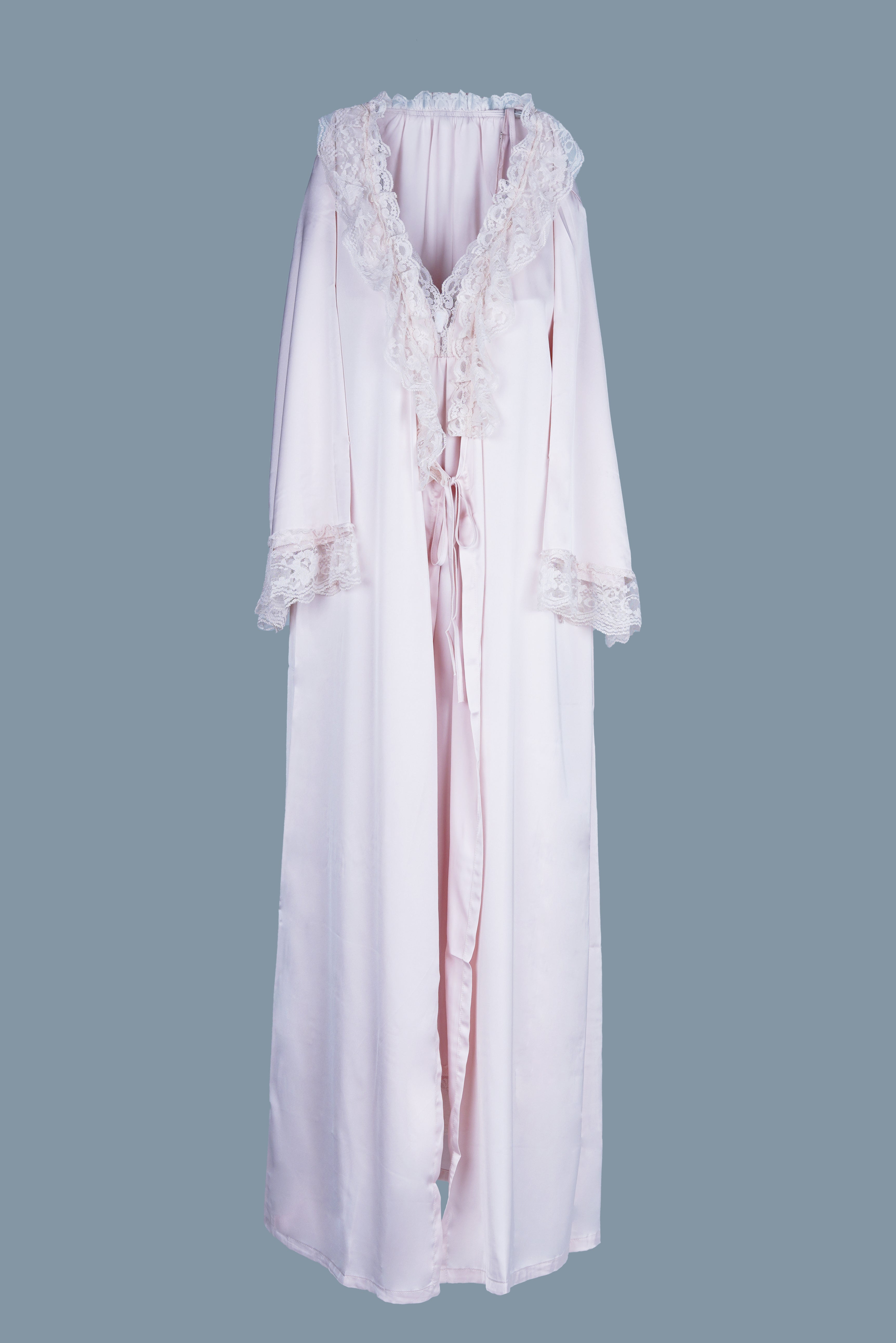 AXTZH Romantic Long Robe and Inner Slip Nightwear Set Crafted for Comfort and Sophistication X2339-PEARL-F22S