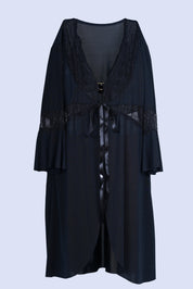 AXTZH Three-Piece Winter Nightwear Ensemble for Women Featuring Robe, Nightdress, and Intimate Inner Layer X2412-BLACK-BIK3PM