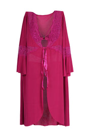 AXTZH Three-Piece Winter Nightwear Ensemble for Women Featuring Robe, Nightdress, and Intimate Inner Layer X2412-MERLOT-BIK3PM