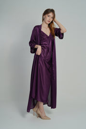 ANGELS Satin Lace Long Nightwear Set FASHION NW AG1814-DPURPLE-F22L