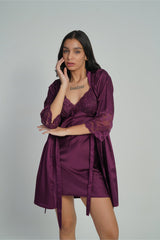 ANGELS Satin Lace Nightwear Set FASHION NW AG2222-WINE-F11S