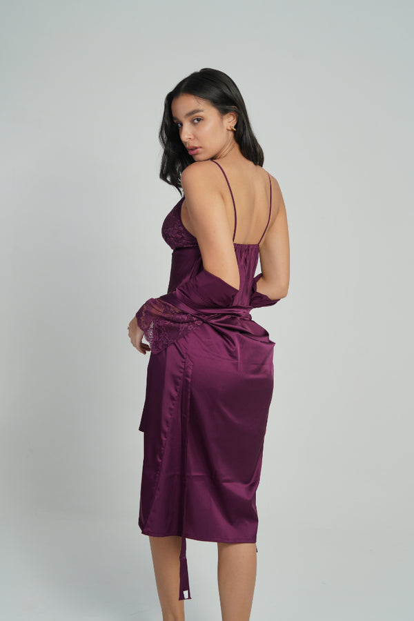 ANGELS Satin Lace Nightwear Set FASHION NW AG2222-WINE-F11S