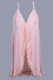 AXTZH Luxury Nightwear for Women with Sensual Fit and Intricate Edge Finishes X2424-BLUSH-F1L