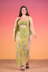 AXTZH 2-Piece Swimwear Set with Matching Sarong X2516-MEADOW-2PM